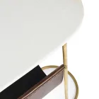 Tavolino da Salotto in Acciaio e Marmo con Portariviste in Pelle - Aretone Viadurini