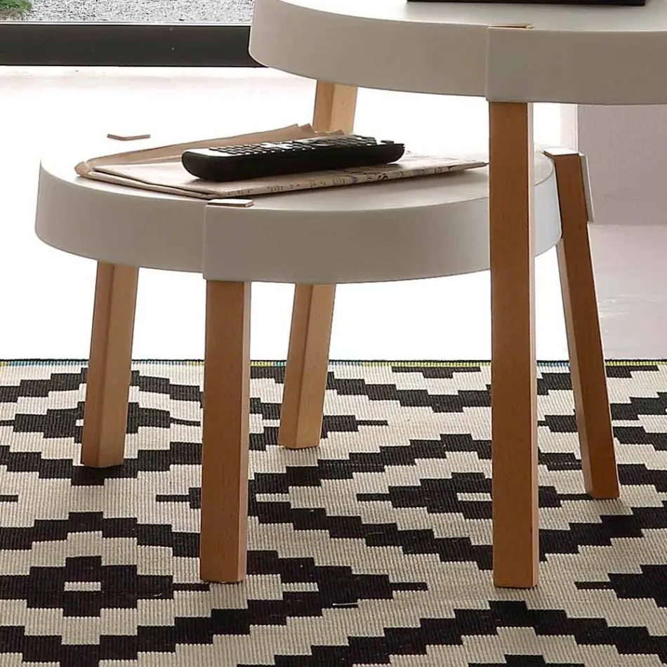 Tavolino da salotto in faggio con piano in polipropilene bianco Pineto Viadurini