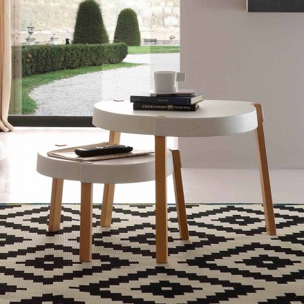 Tavolino da salotto in faggio con piano in polipropilene bianco Pineto Viadurini