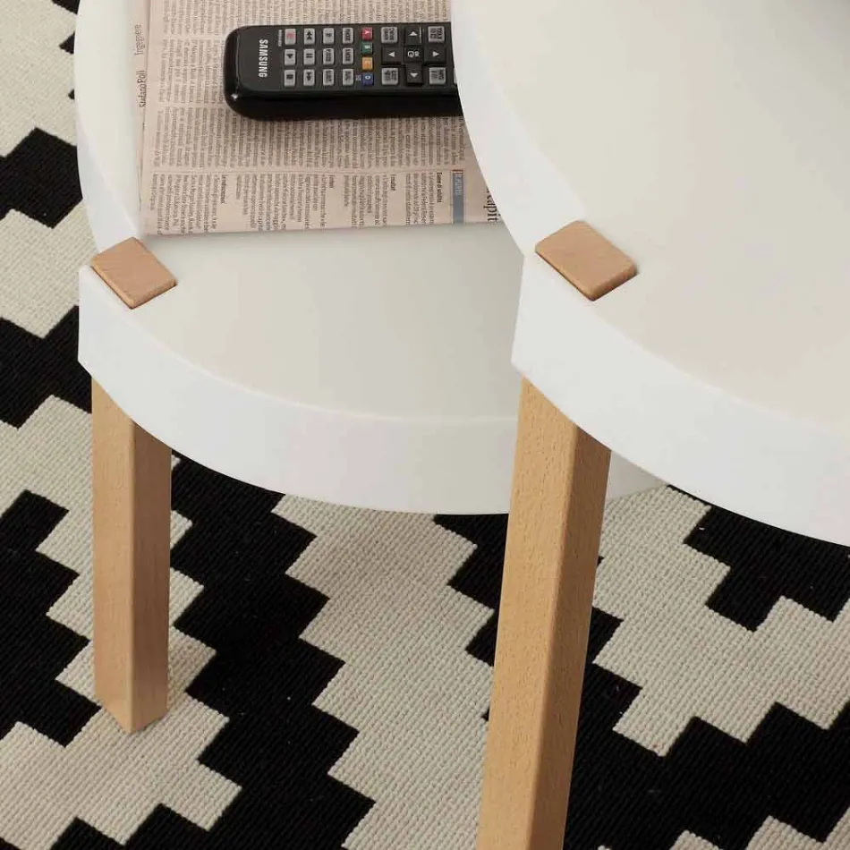 Tavolino da salotto in faggio con piano in polipropilene bianco Pineto Viadurini