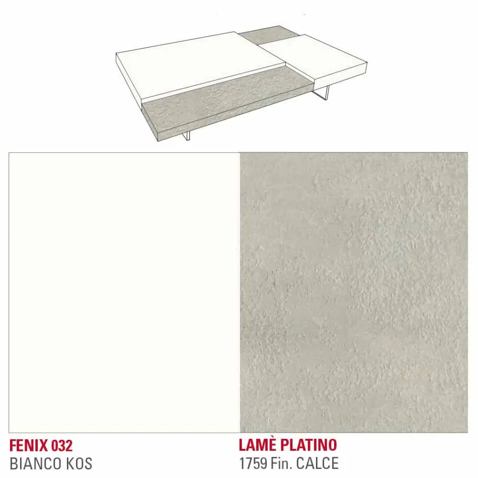 Tavolino da Salotto in Fenix con Piedini Trasparenti Made in Italy - Justin Viadurini