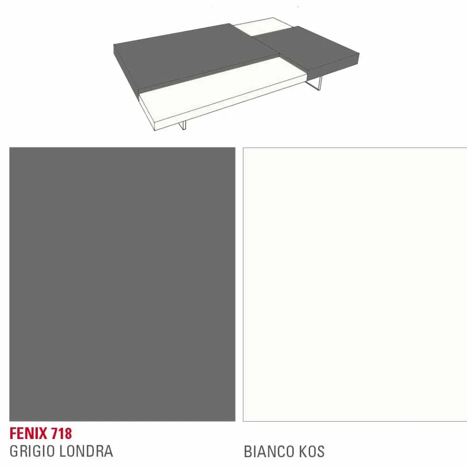 Tavolino da Salotto in Fenix con Piedini Trasparenti Made in Italy - Justin Viadurini