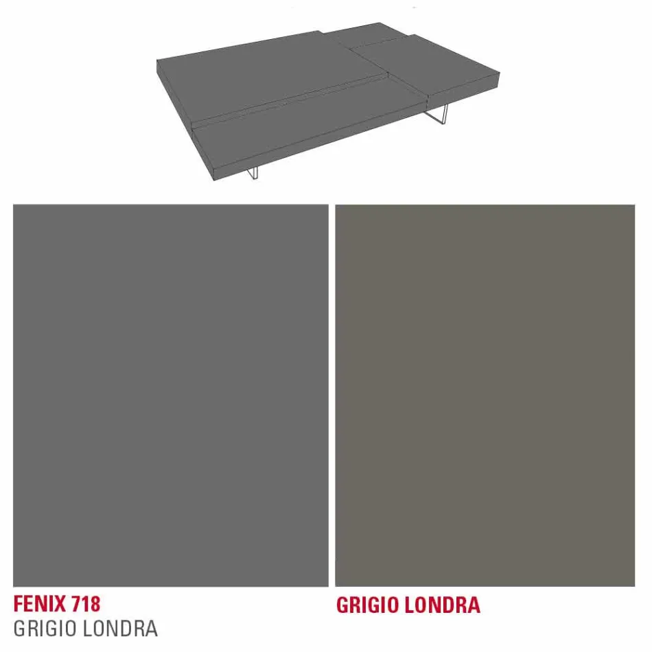 Tavolino da Salotto in Fenix con Piedini Trasparenti Made in Italy - Justin Viadurini