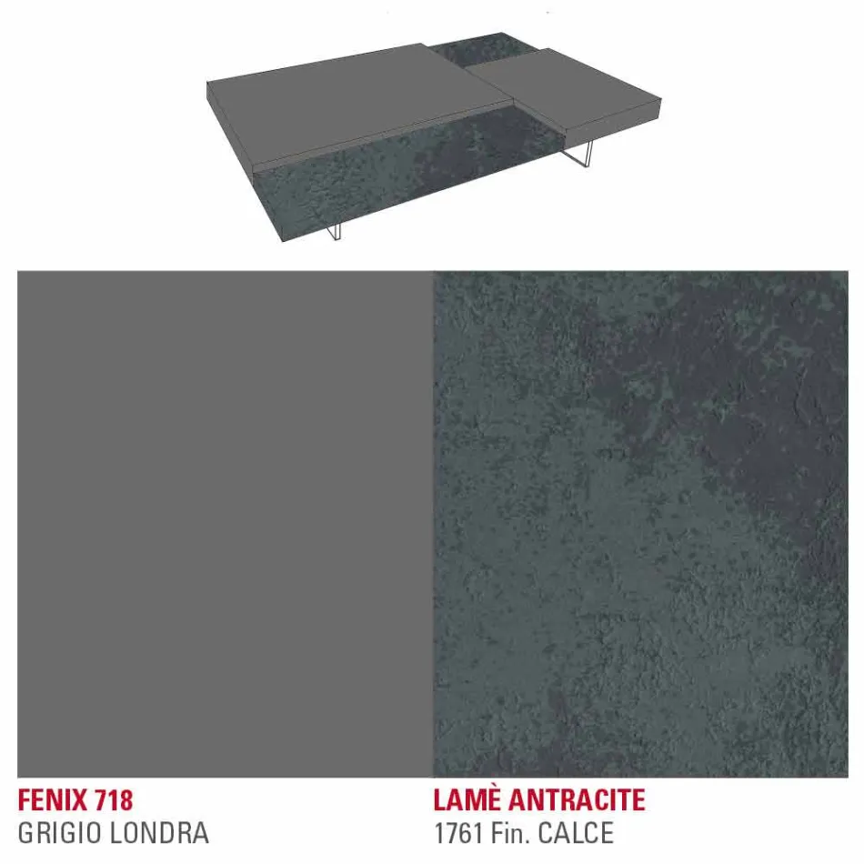 Tavolino da Salotto in Fenix con Piedini Trasparenti Made in Italy - Justin Viadurini