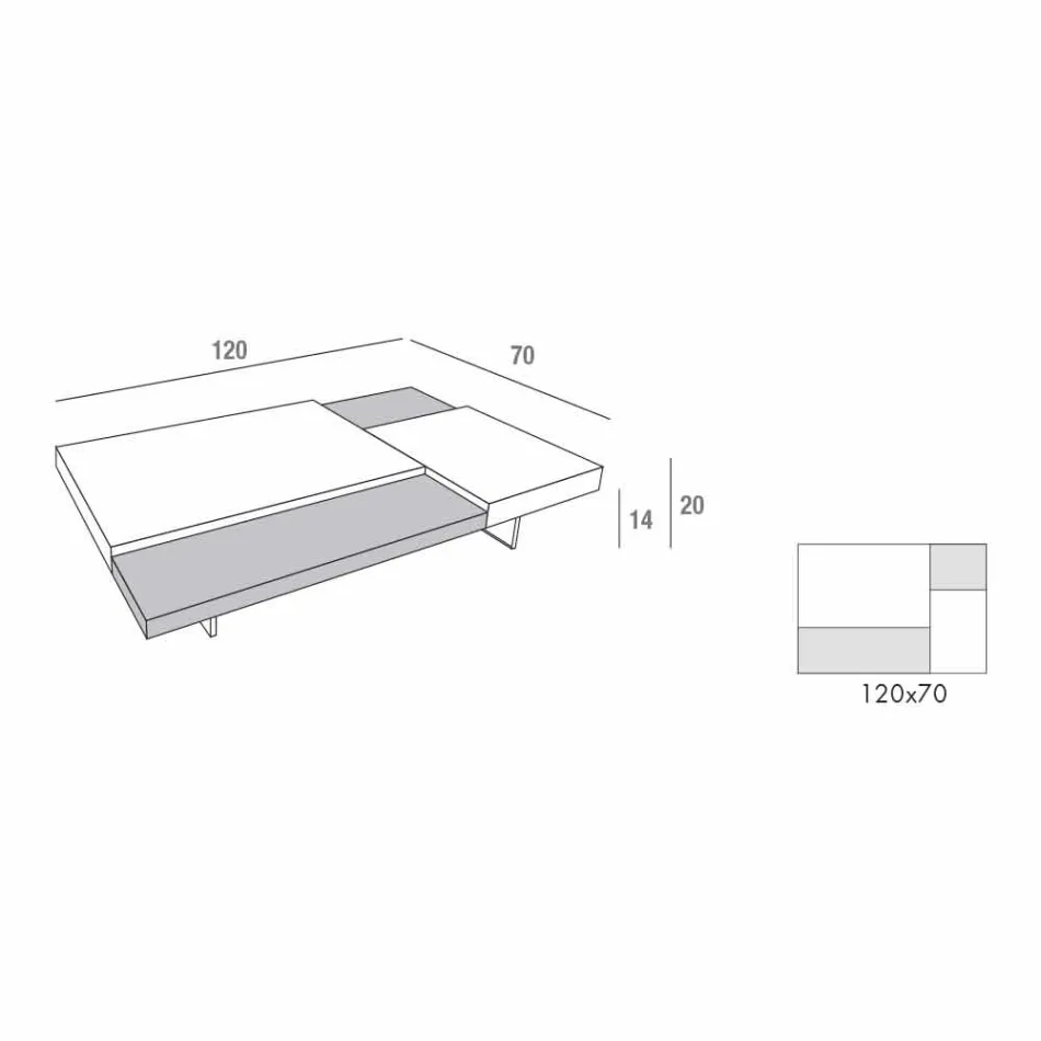 Tavolino da Salotto in Fenix con Piedini Trasparenti Made in Italy - Justin Viadurini