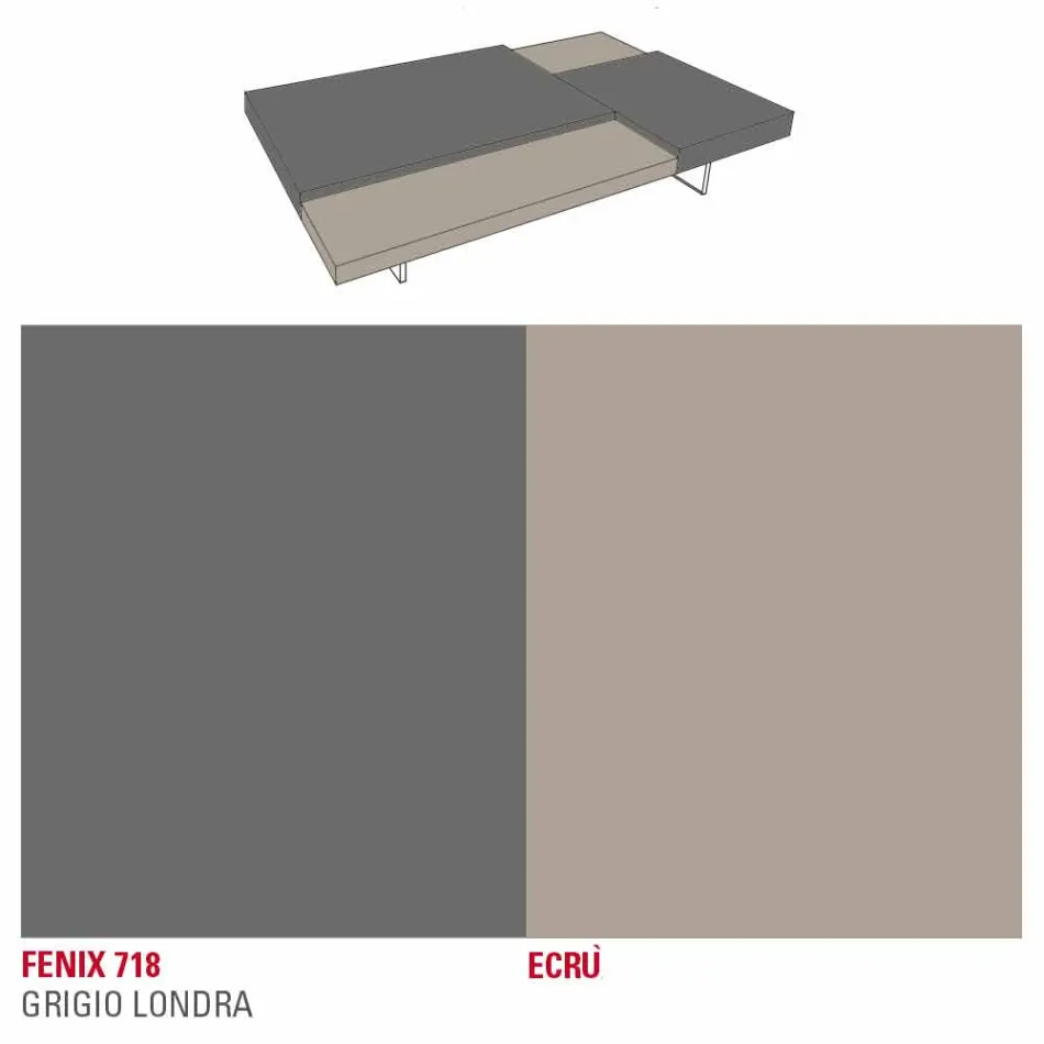 Tavolino da Salotto in Fenix con Piedini Trasparenti Made in Italy - Justin Viadurini