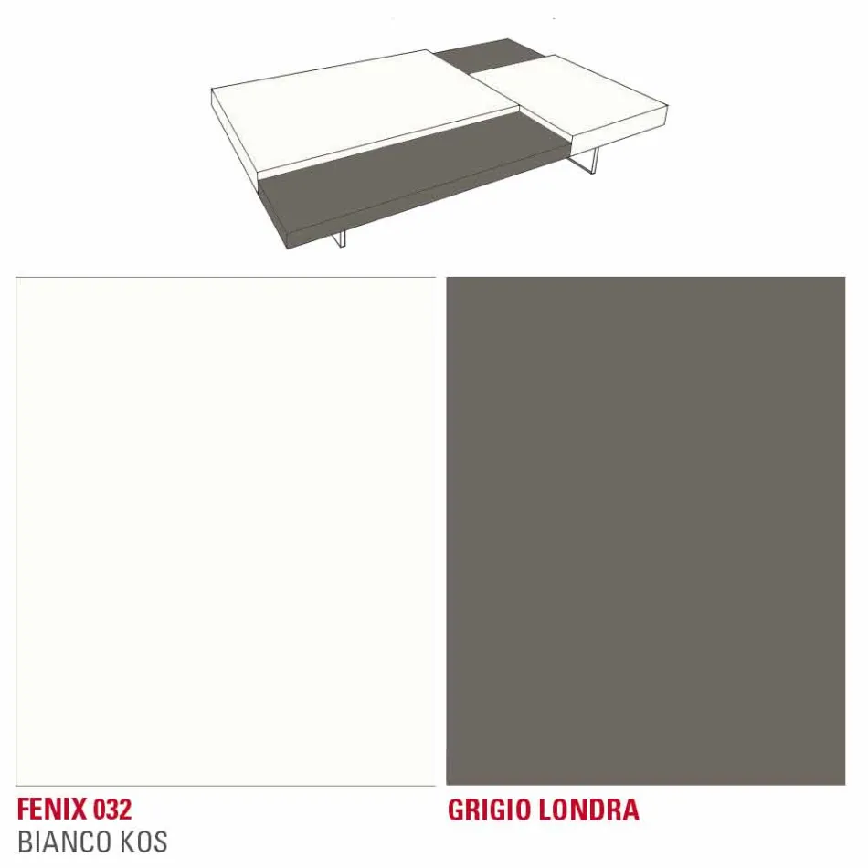 Tavolino da Salotto in Fenix con Piedini Trasparenti Made in Italy - Justin Viadurini