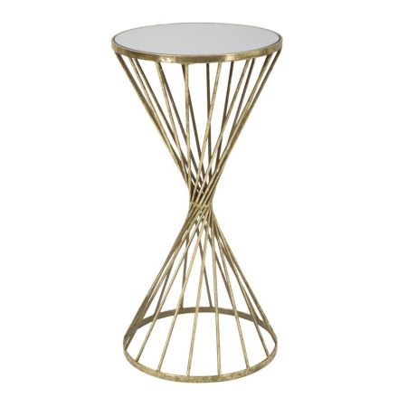 Tavolino da Salotto in Ferro Dorato con Piano in Specchio - Albicocca Viadurini