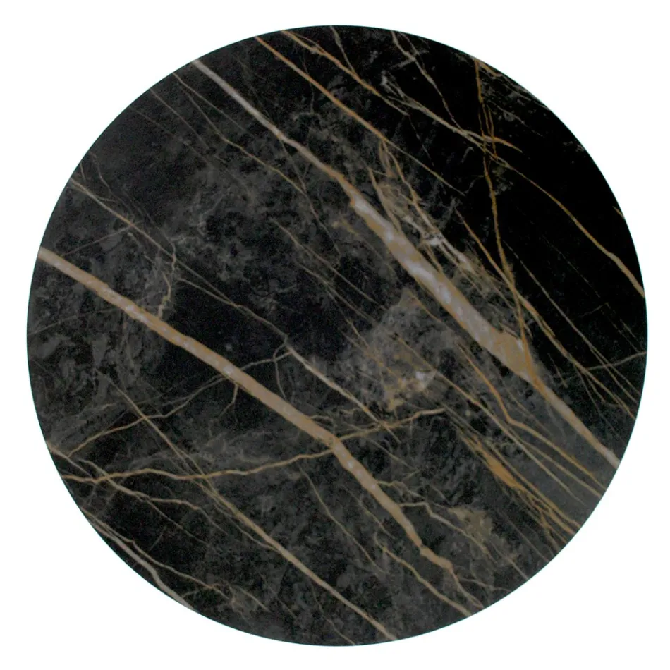 Tavolino da Salotto in Grès con Base in Acciaio Realizzato in Italia - Aspira Viadurini