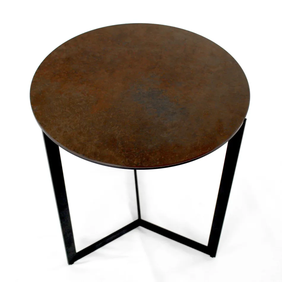 Tavolino da Salotto in Grès con Base in Acciaio Realizzato in Italia - Aspira Viadurini