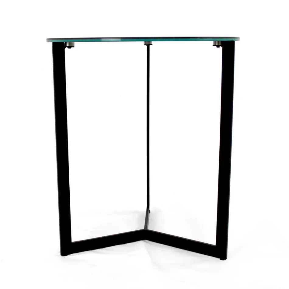 Tavolino da Salotto in Grès con Base in Acciaio Realizzato in Italia - Aspira Viadurini