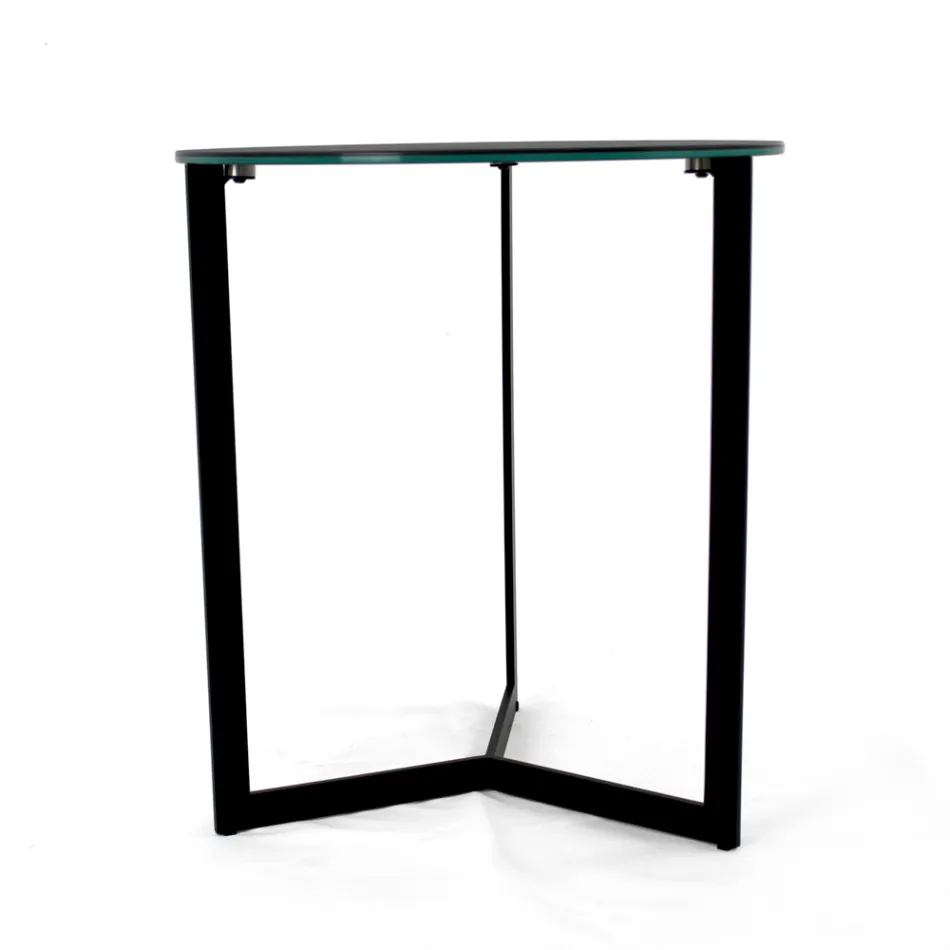 Tavolino da Salotto in Grès con Base in Acciaio Realizzato in Italia - Aspira Viadurini