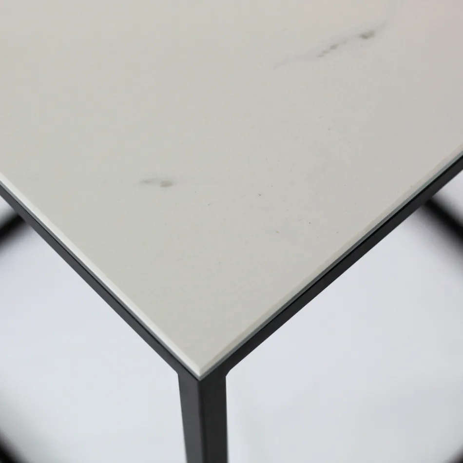 Tavolino da Salotto in Grès e Base in Acciaio Made in Italy - Birba Viadurini