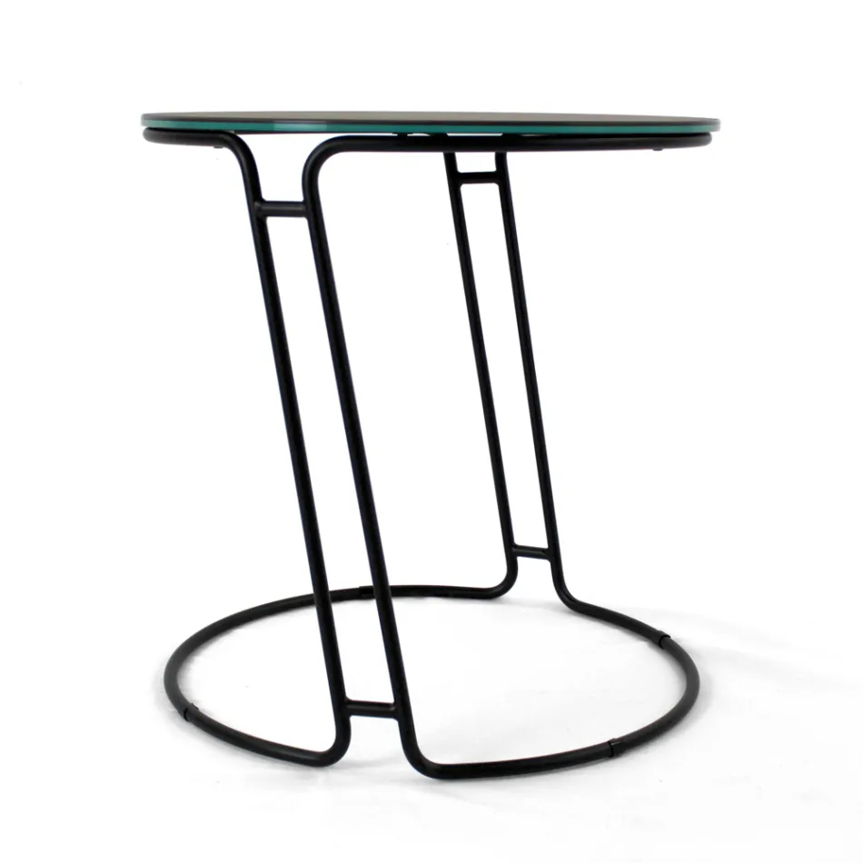 Tavolino da Salotto in Grès Porcellanato e Base Rotonda Made in Italy - Tullia Viadurini