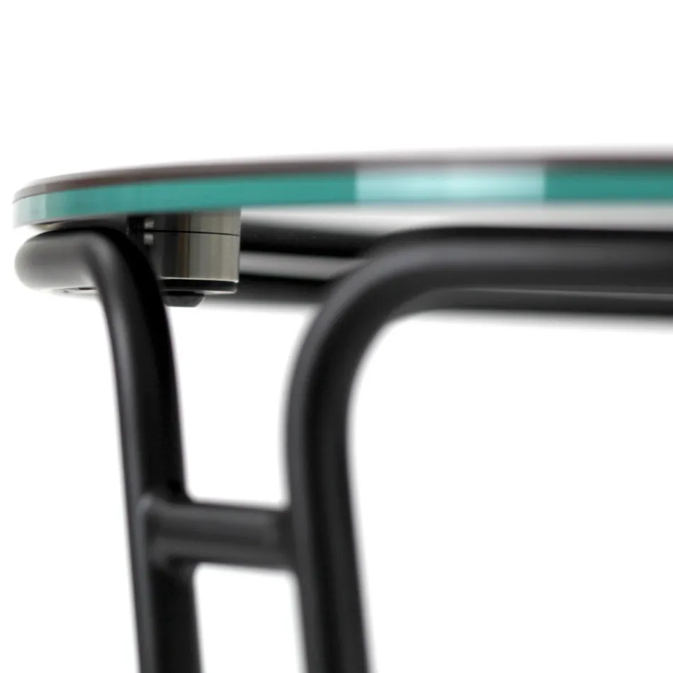 Tavolino da Salotto in Grès Porcellanato e Base Rotonda Made in Italy - Tullia Viadurini