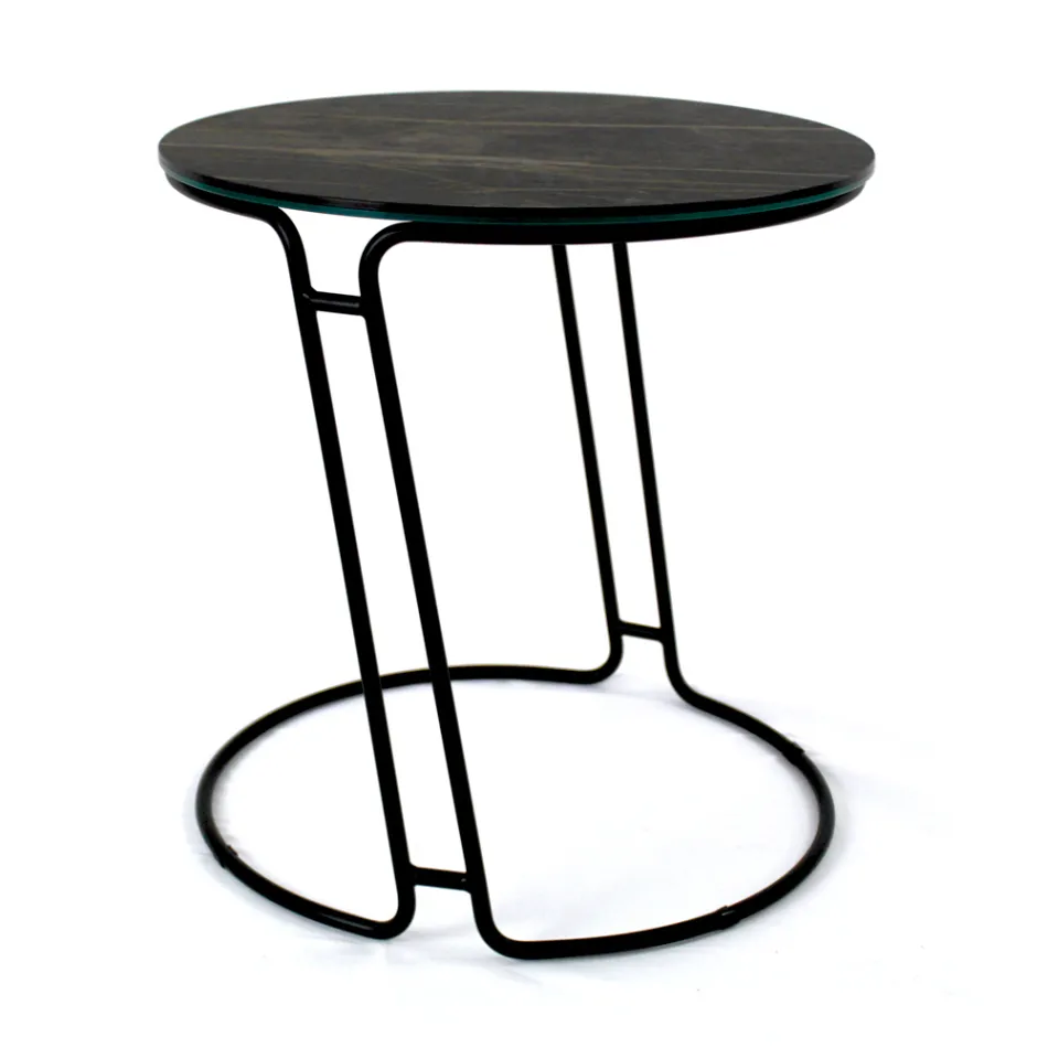 Tavolino da Salotto in Grès Porcellanato e Base Rotonda Made in Italy - Tullia Viadurini