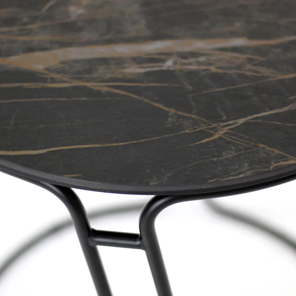 Tavolino da Salotto in Grès Porcellanato e Base Rotonda Made in Italy - Tullia Viadurini