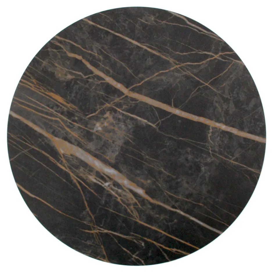 Tavolino da Salotto in Grès Rotondo e Base con 3 Mezzelune Made in Italy - Arepa Viadurini