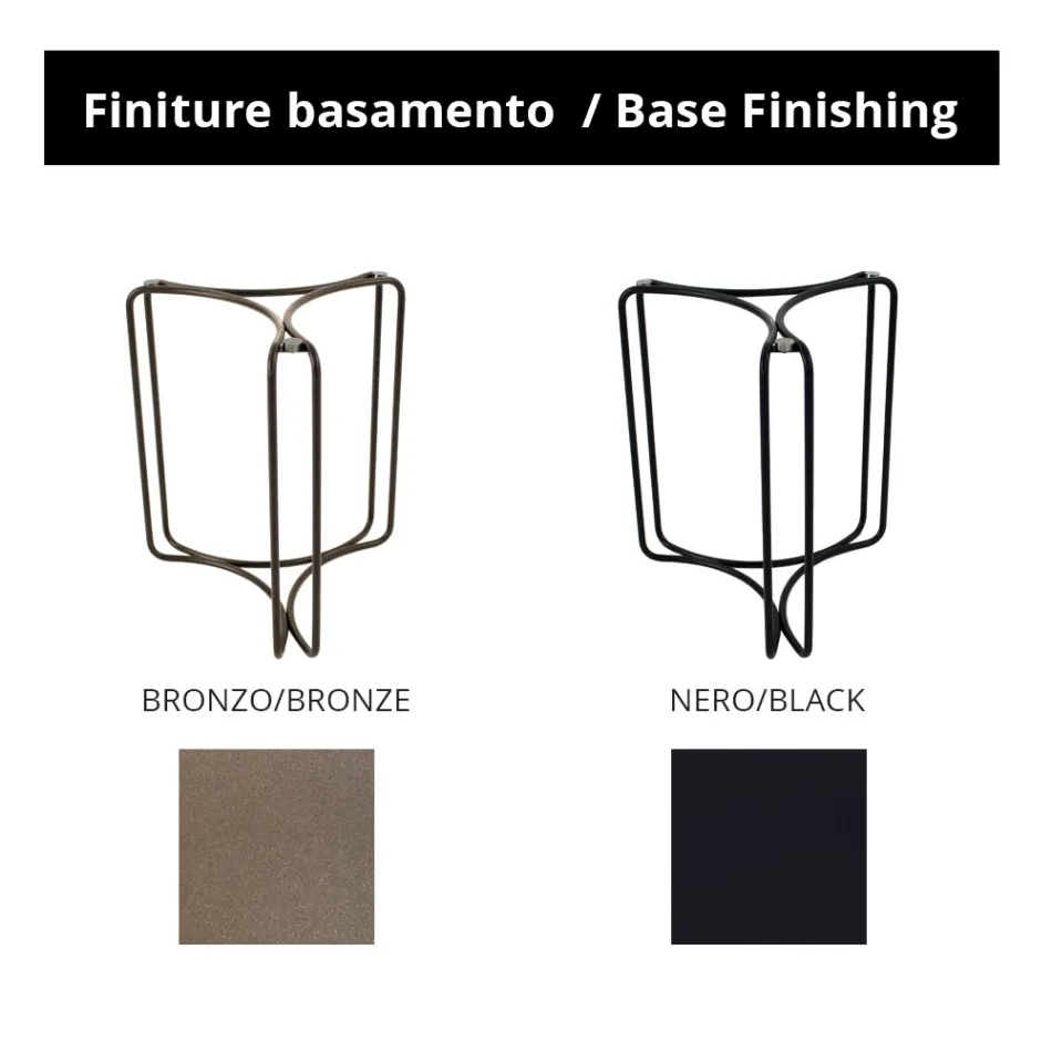 Tavolino da Salotto in Grès Rotondo e Base con 3 Mezzelune Made in Italy - Arepa Viadurini