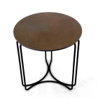 Tavolino da Salotto in Grès Rotondo e Base con 3 Mezzelune Made in Italy - Arepa Viadurini