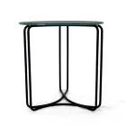 Tavolino da Salotto in Grès Rotondo e Base con 3 Mezzelune Made in Italy - Arepa Viadurini