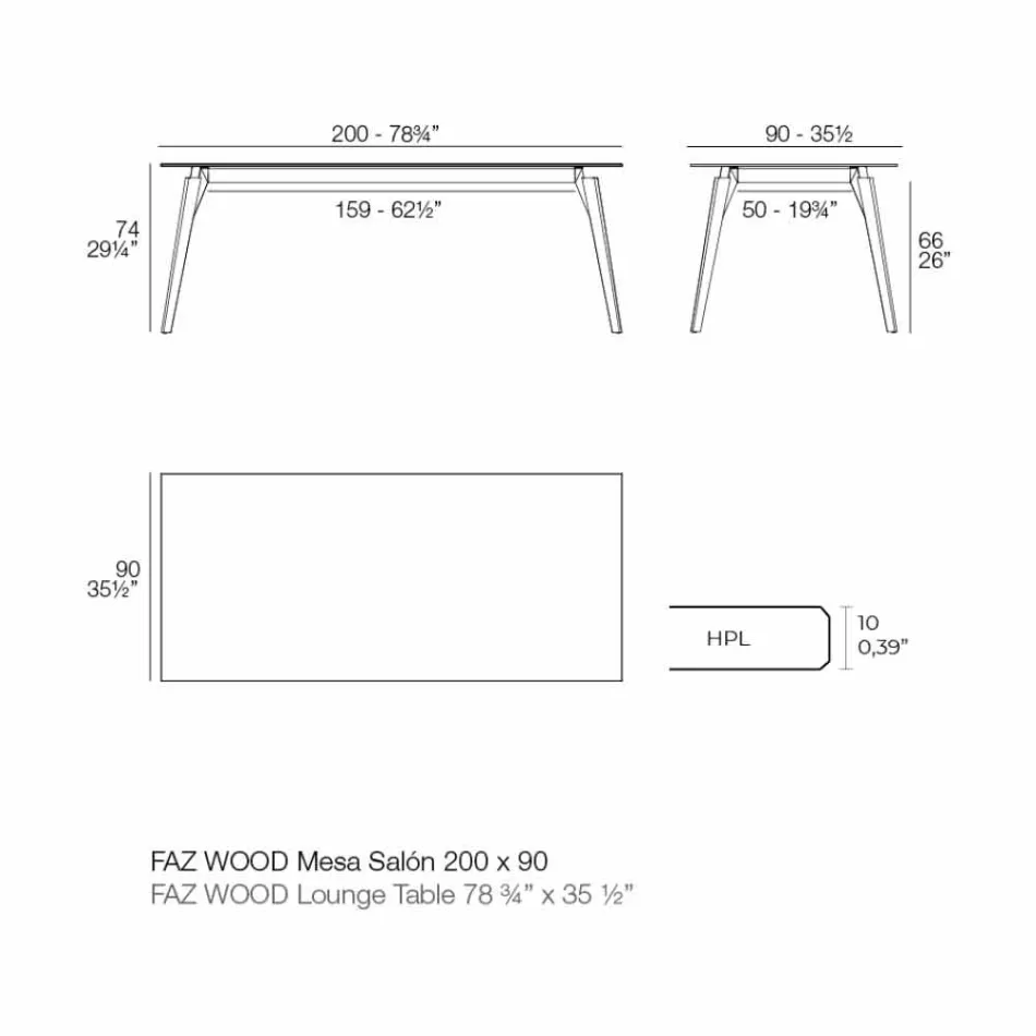 Tavolino da Salotto in Laminato Bianco o Nero in 2 Misure - Faz Wood by Vondom Viadurini