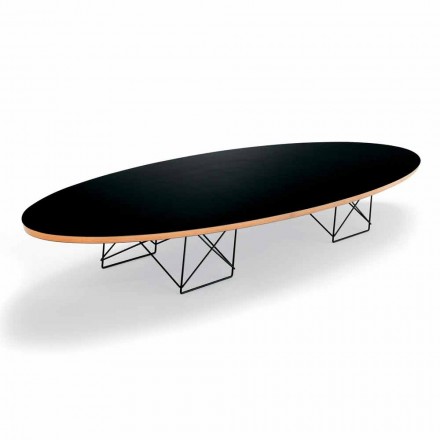 Tavolino da Salotto in Laminato Nero e Acciaio Laccato Made in Italy - Persefone Viadurini