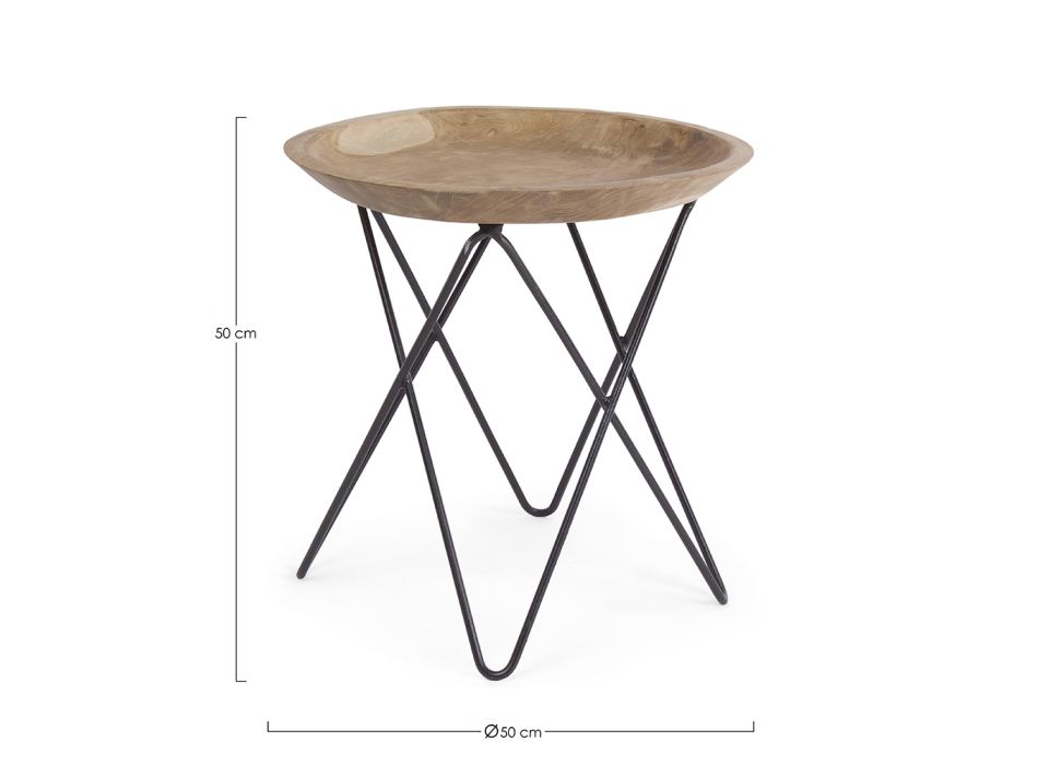 Tavolino da Salotto in Legno Teak e Acciaio Design Industriale - Stiletto Viadurini