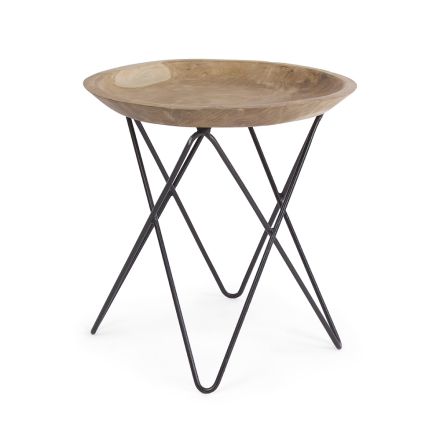 Tavolino da Salotto in Legno Teak e Acciaio Design Industriale - Stiletto Viadurini