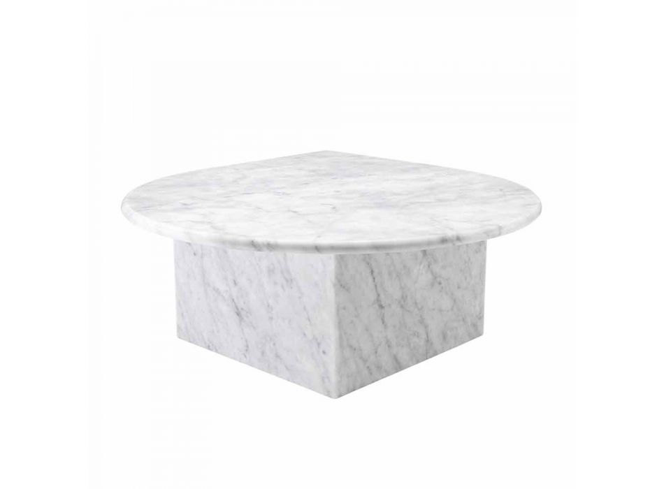 Tavolino da Salotto in Marmo Bianco di Carrara Formato da 3 Pezzi - Marsala Viadurini