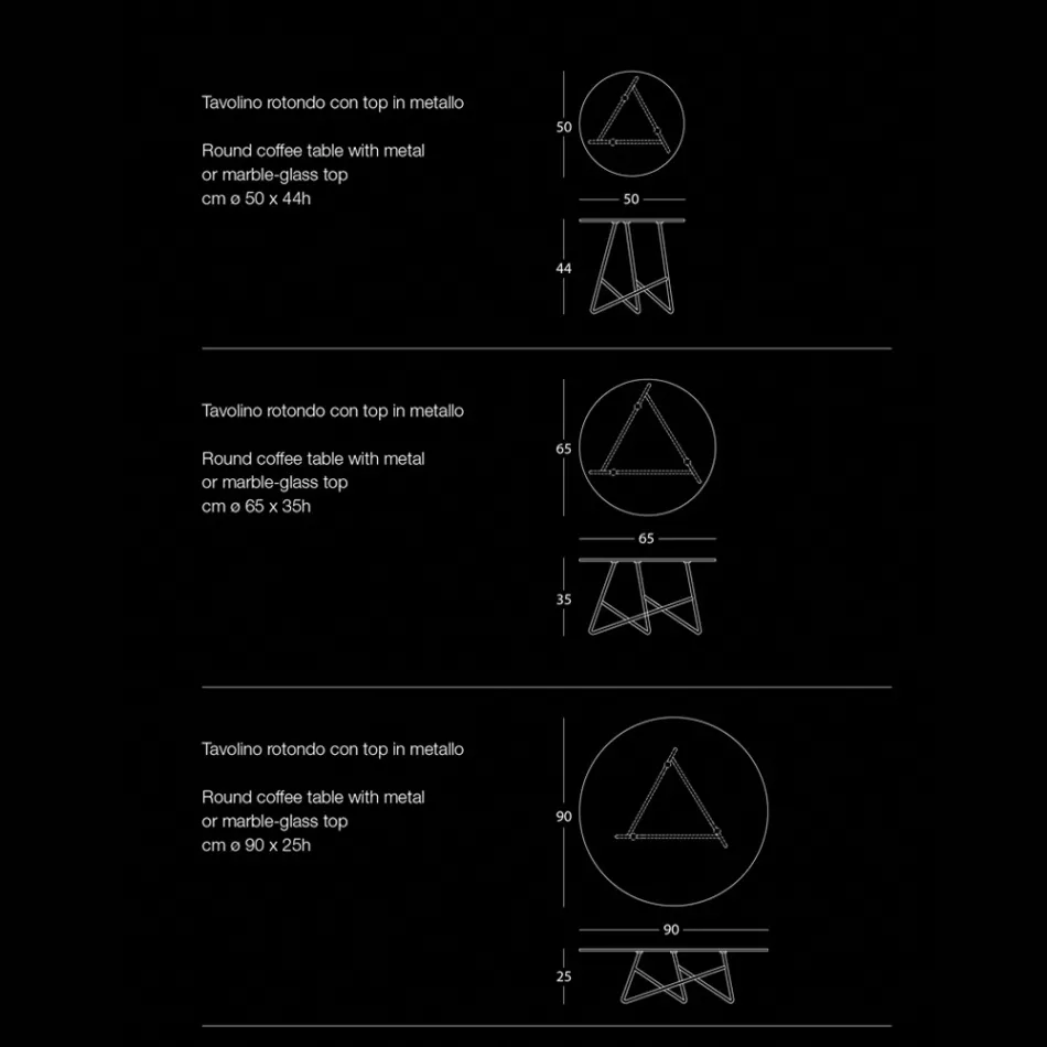 Tavolino da Salotto in Metallo Colorato e 3 Dimensioni, Made in Italy - Magali Viadurini