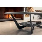 Tavolino da Salotto in Metallo Piano in Ceramica con Portaoggetti - Emirato Viadurini