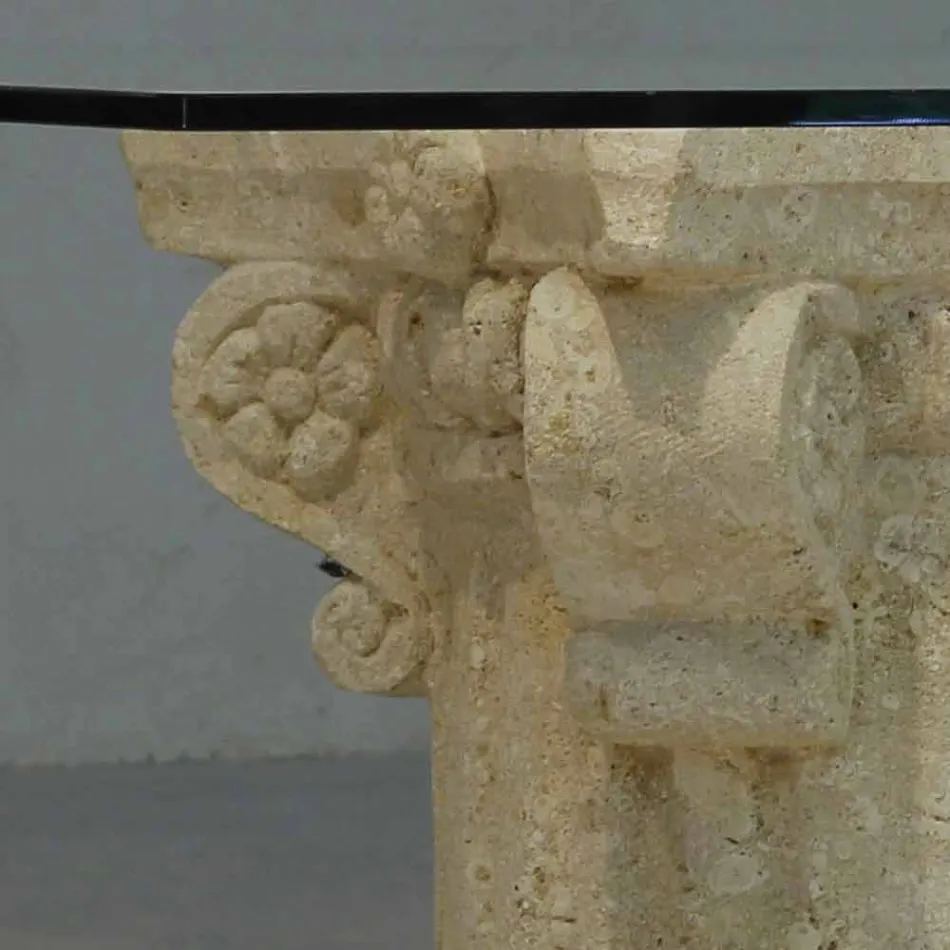 Tavolino da salotto in pietra e cristallo dal design classico Balos Viadurini