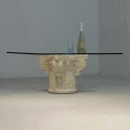 Tavolino in Pietra di Vicenza e cristallo scolpito a mano Balos