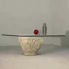Tavolino da salotto in pietra e cristallo dal design classico Mytros Viadurini
