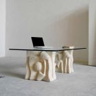 Tavolino da salotto in pietra e cristallo design moderno Priamo-S Viadurini