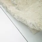 Tavolino da Salotto in Pietra Fossile con Piano in Vetro Temperato - Isabel Viadurini