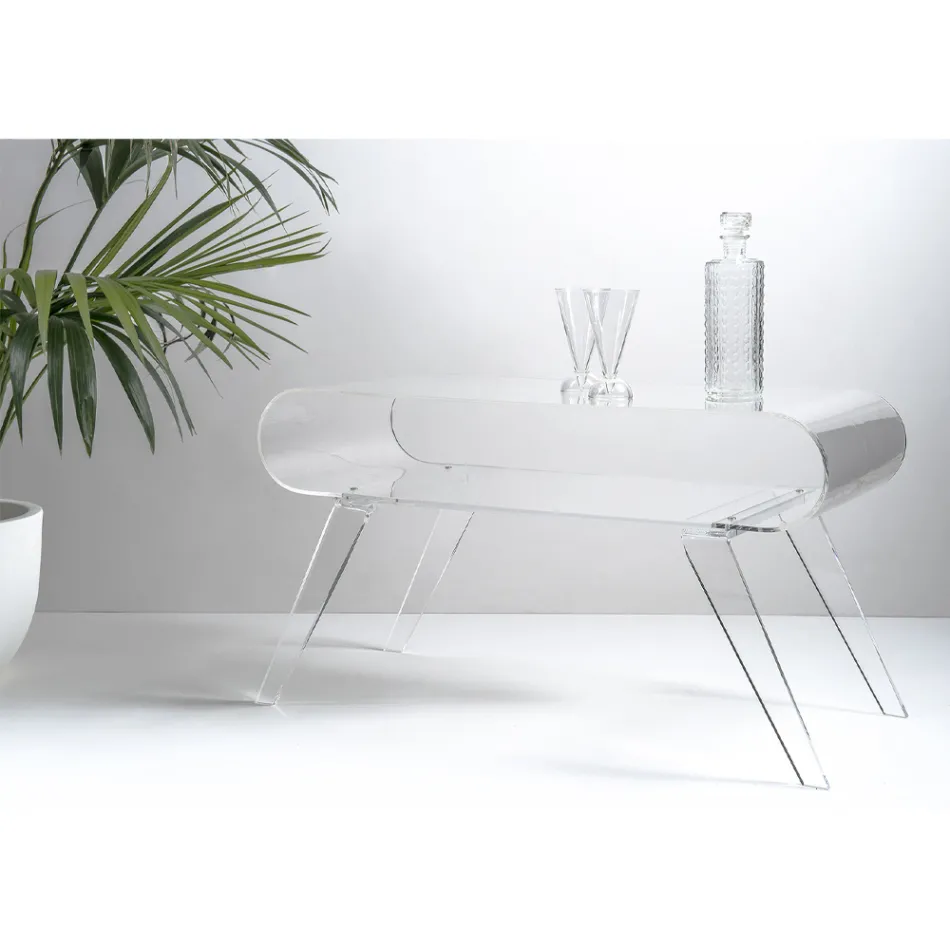 Tavolino da Salotto in Plexiglass Trasparente o con Legno di Design - Gesso Viadurini