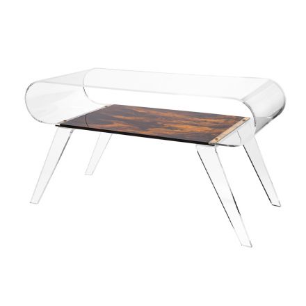 Tavolino da Salotto in Plexiglass Trasparente o con Legno di Design - Gesso Viadurini