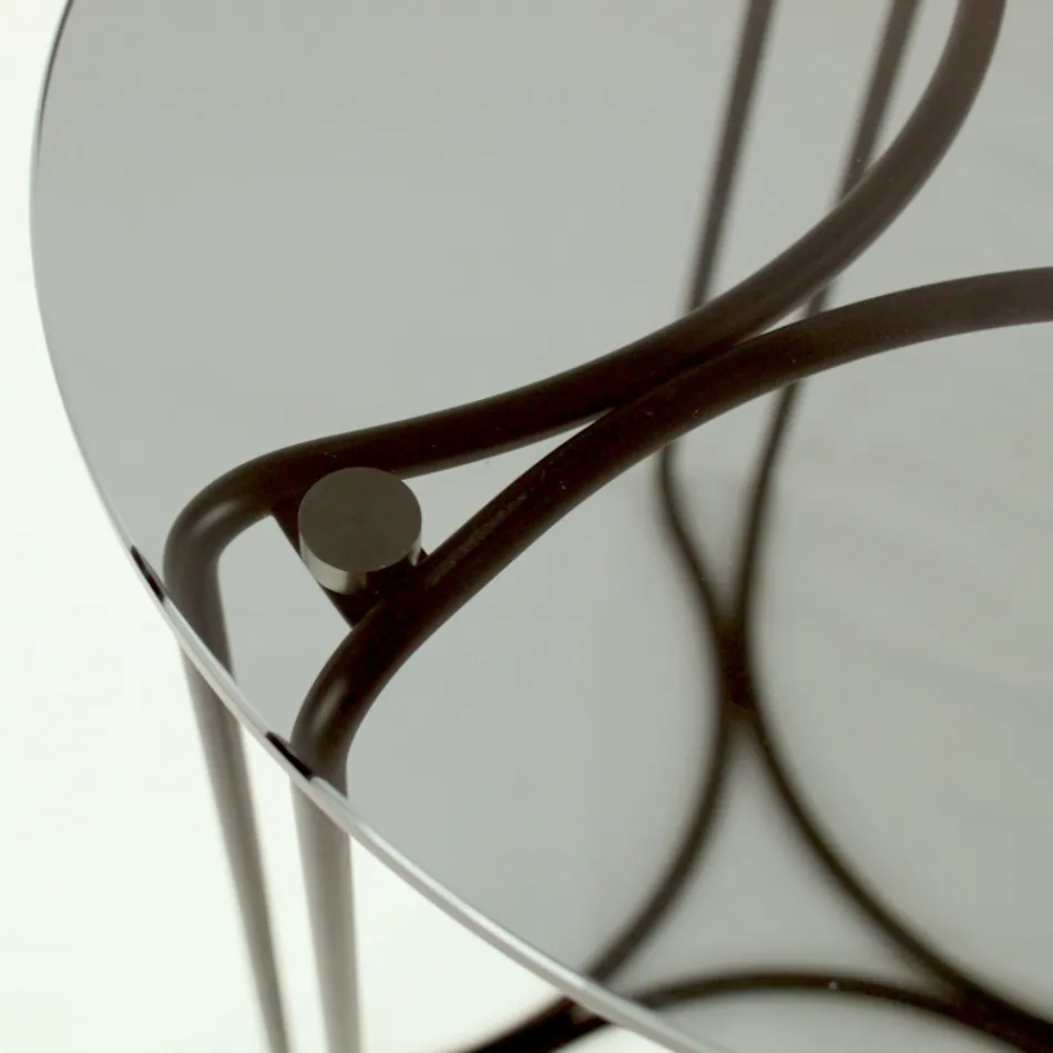 Tavolino da Salotto in Vetro e Base con 3 Mezzelune Made in Italy - Arepa Viadurini