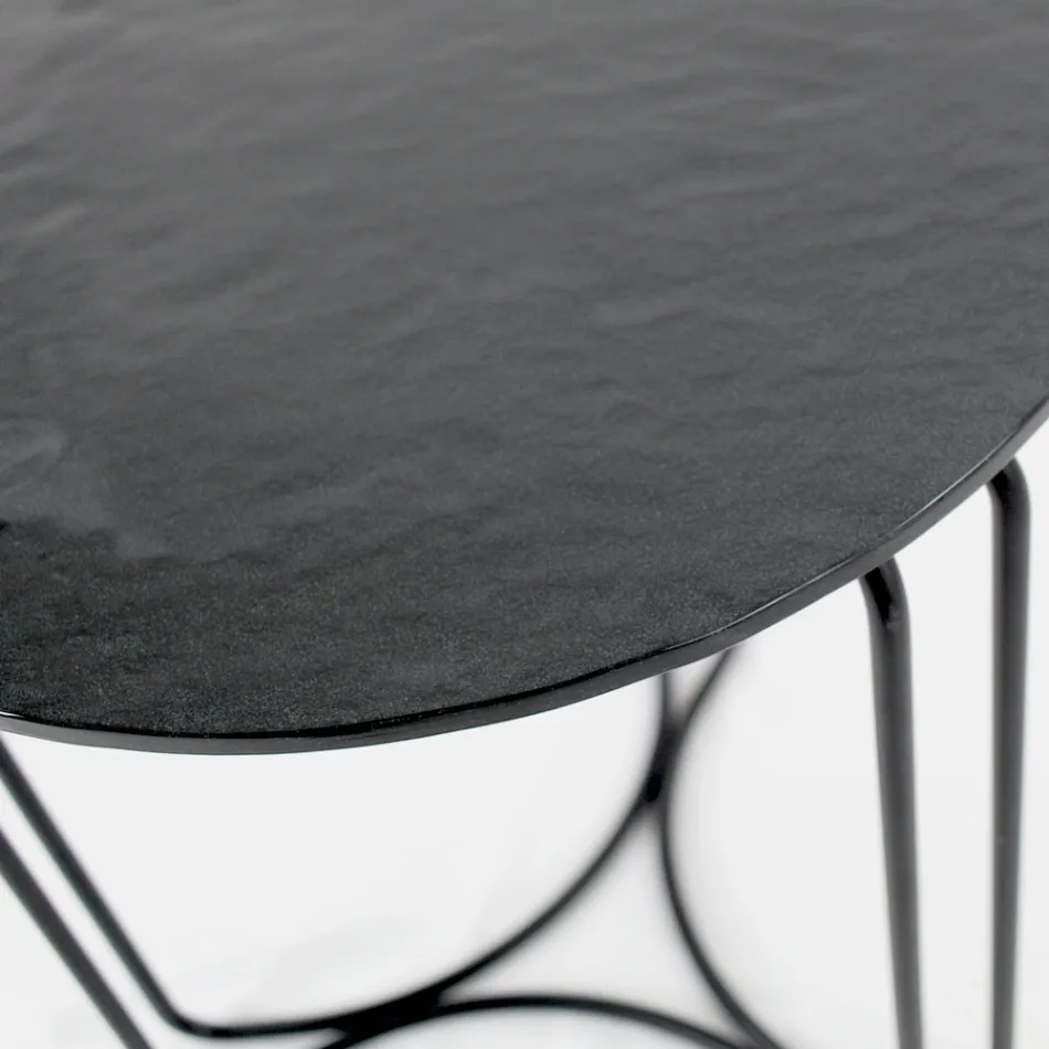 Tavolino da Salotto in Vetro e Base con 3 Mezzelune Made in Italy - Arepa Viadurini