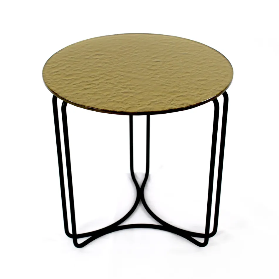 Tavolino da Salotto in Vetro e Base con 3 Mezzelune Made in Italy - Arepa Viadurini