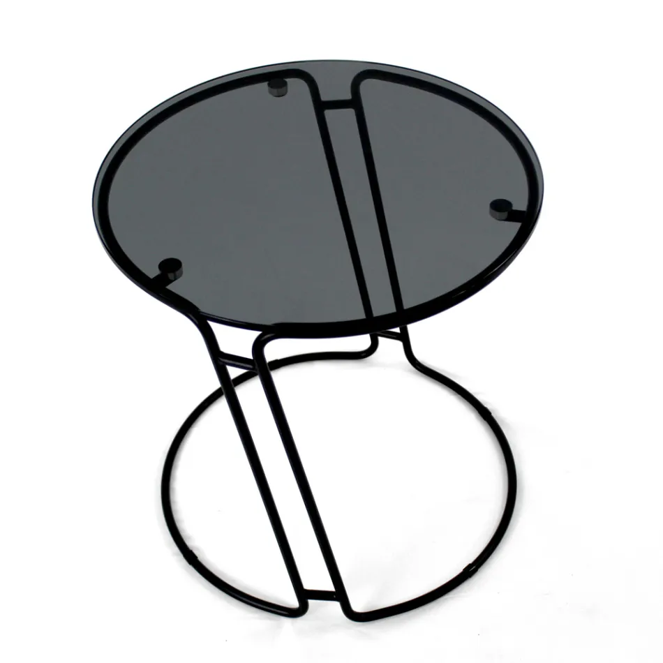 Tavolino da Salotto in Vetro e Base Rotonda Made in Italy - Tullia Viadurini