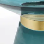 Tavolino da Salotto in Vetro e Decoro in Acciaio Placcato Ottone - Gabrio Viadurini