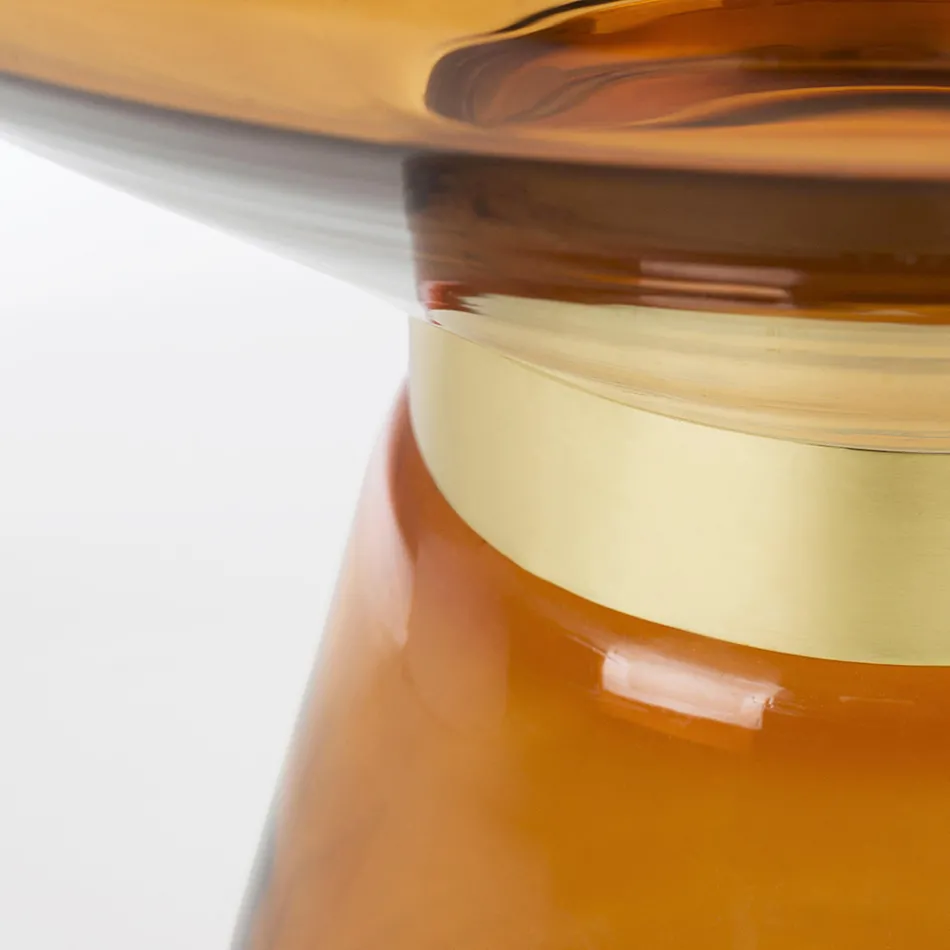 Tavolino da Salotto in Vetro e Decoro in Acciaio Placcato Ottone - Gabrio Viadurini