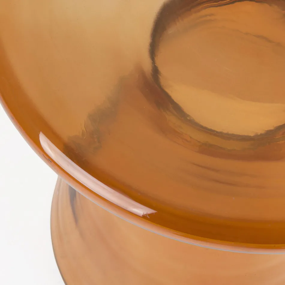 Tavolino da Salotto in Vetro e Decoro in Acciaio Placcato Ottone - Gabrio Viadurini