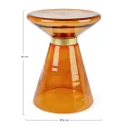 Tavolino da Salotto in Vetro e Decoro in Acciaio Placcato Ottone - Gabrio Viadurini