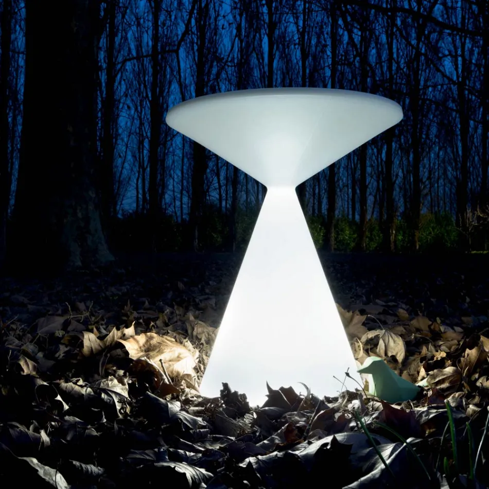 Tavolino da Salotto Luminoso con Coperchio in Polietilene Bianco - Acuto Viadurini