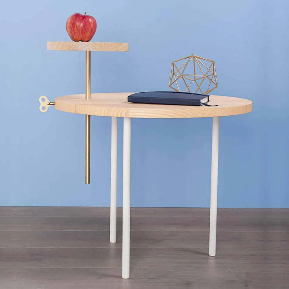 Tavolino da Salotto Moderno con Piano Rotondo in Frassino Made in Italy - Velino Viadurini