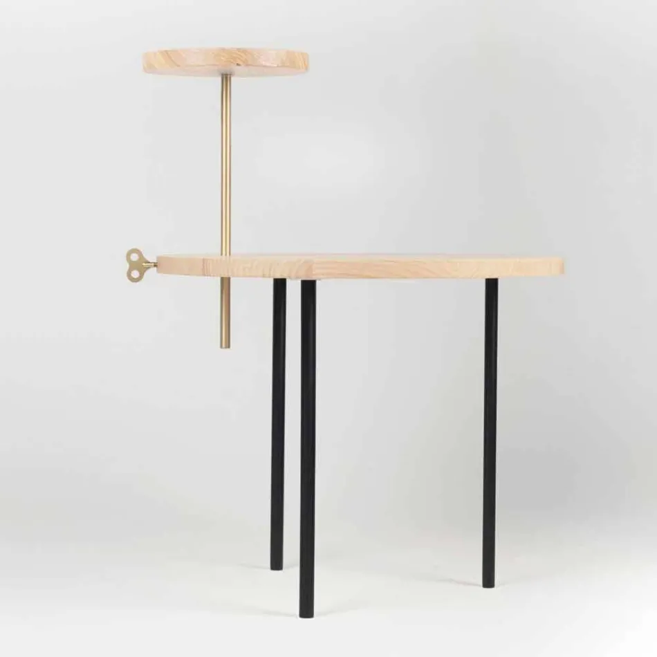 Tavolino da Salotto Moderno con Piano Rotondo in Frassino Made in Italy - Velino Viadurini